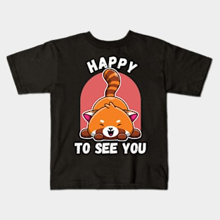 kawaii red panda happy to see you Kids T-Shirt